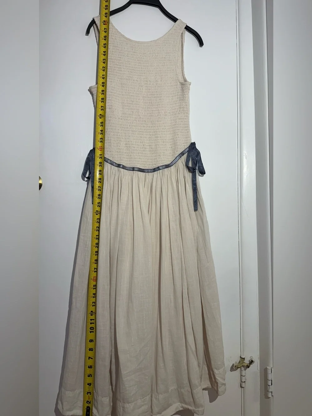 NWOT Free People Nightingale Solid Midi Dress with Navy Tie - Picture 12 of 13